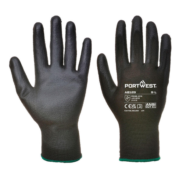 Portwest AB129 - PU Palm Glove (288 Pairs) — Black