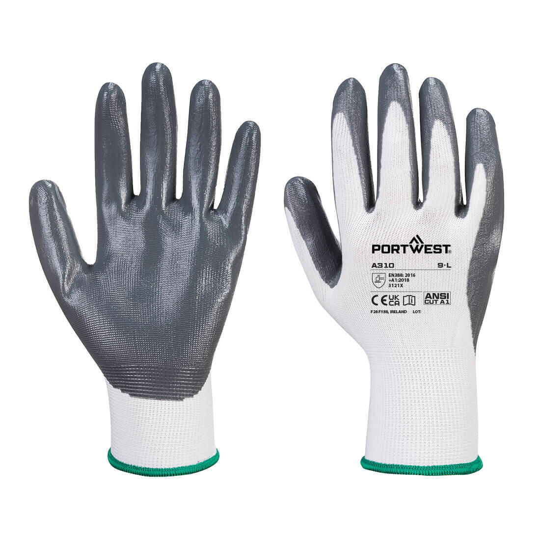Portwest A310 - Flexo Grip Nitrile Glove — Grey / White