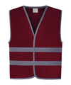 YOKO YK102 - Hi-vis reflective border Childrens Vest — Maroon