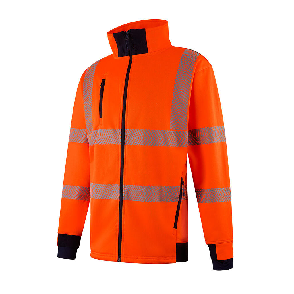 Future Garments FJ098 - Hi-Vis Fleece Jacket — Orange / Navy