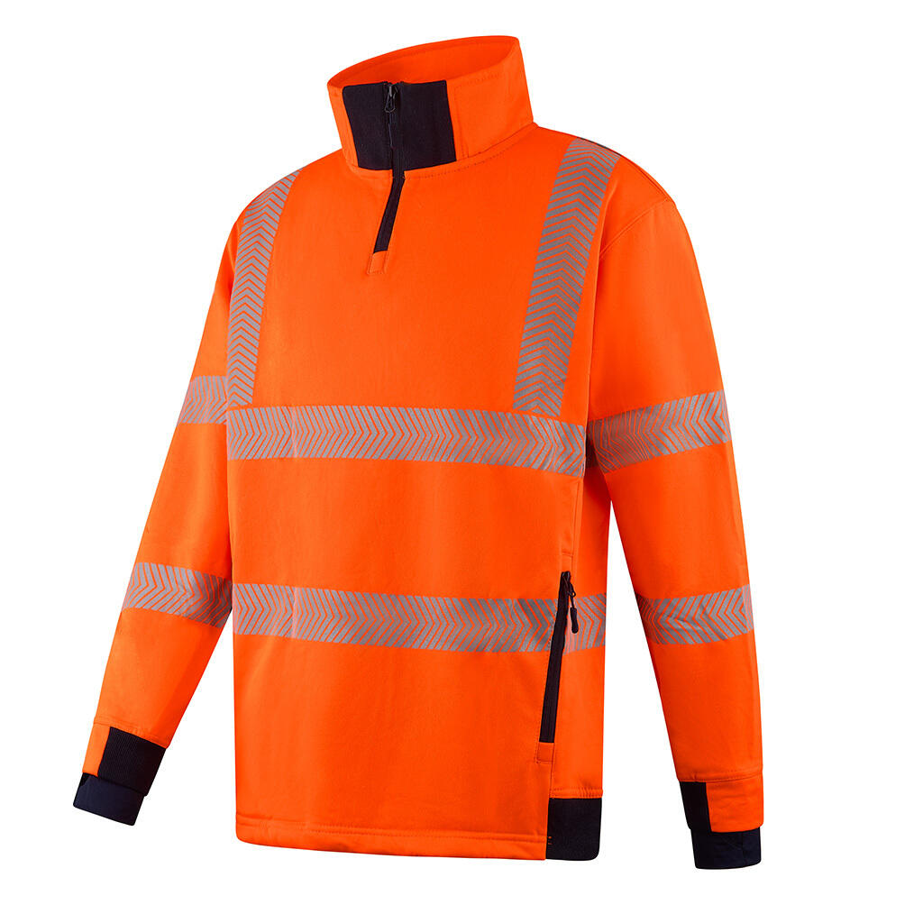 Future Garments SS104 - Hi-Vis 1/4 Zip Sweatshirt — Orange / Navy