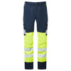 LEO CT05 Winford - Hi-Vis Ecoviz Polyester Stretch Cargo Trousers — Yellow / Navy
