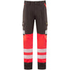 LEO CT05 Winford - Hi-Vis Ecoviz Polyester Stretch Cargo Trousers — Red / Grey