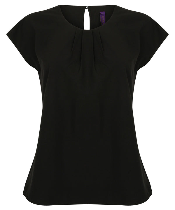 Henbury HB597 Women's pleat front short sleeve blouse