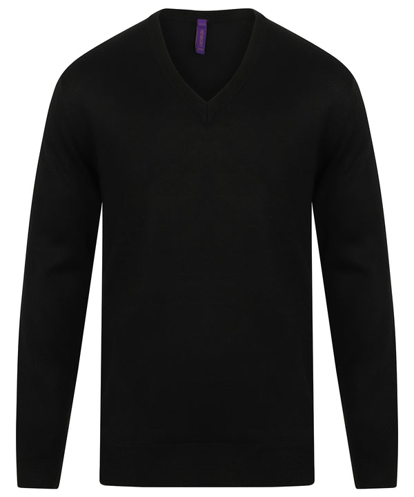 Henbury HB760 Cashmere touch acrylic v-neck jumper