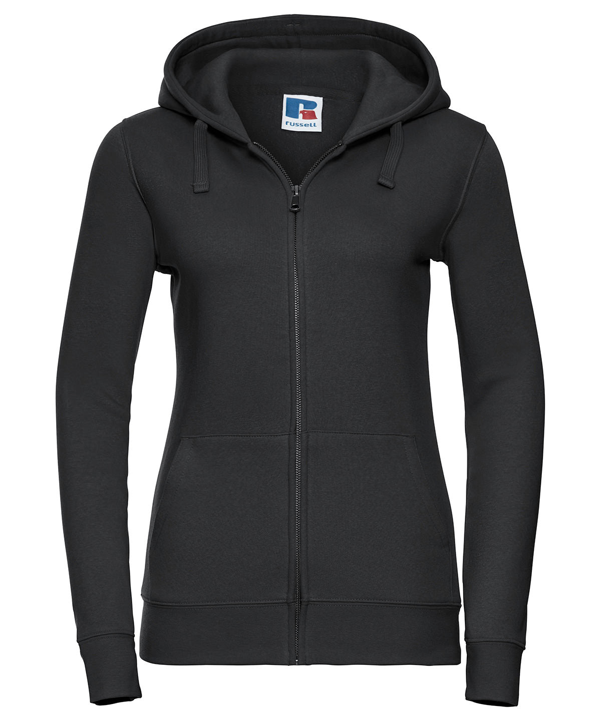 Russell J266F Women's authentic zipped hooded sweatshirt — Black
