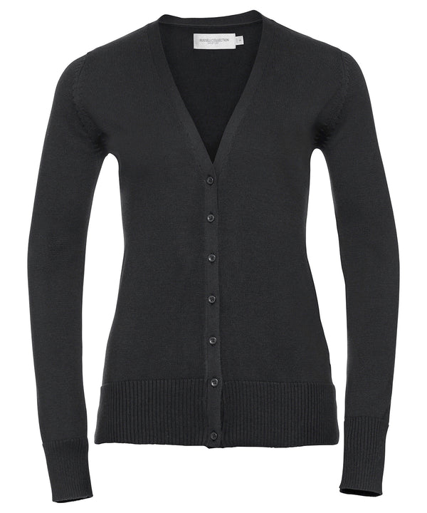 Russell J715F Women's v-neck knitted cardigan — Black