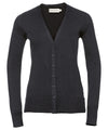 Russell J715F Women's v-neck knitted cardigan — Charcoal Marl