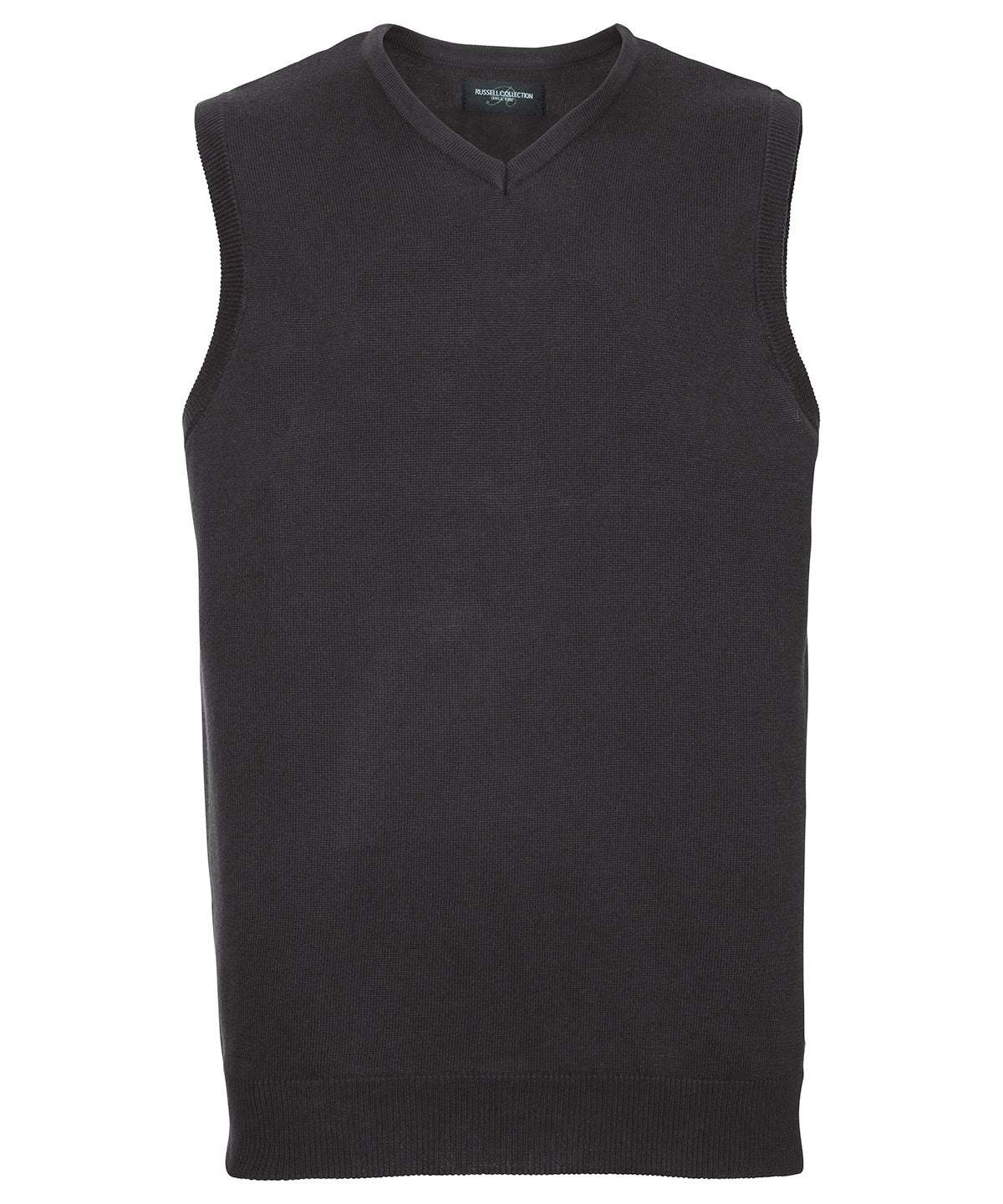 Russell J716M V-neck sleeveless knitted sweater — Black