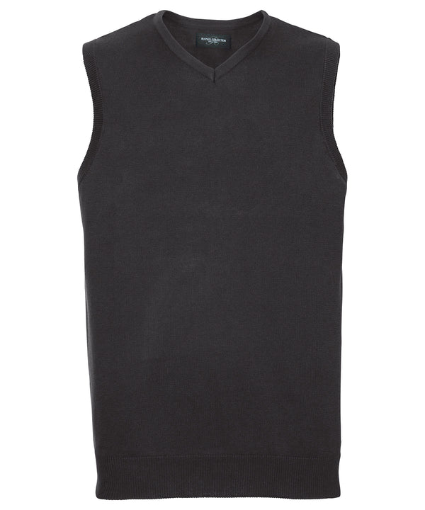 Russell J716M V-neck sleeveless knitted sweater — Black