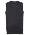 Russell J716M V-neck sleeveless knitted sweater — Charcoal Marl