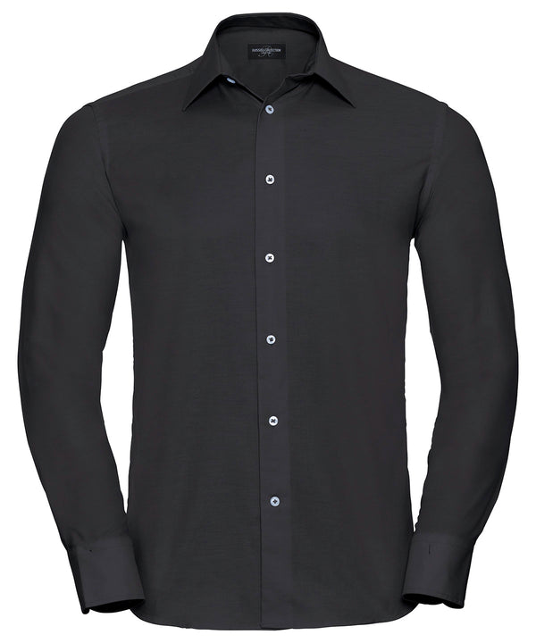 Russell J922M Long sleeve easycare tailored Oxford shirt — Black