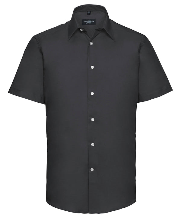 Russell J923M Short sleeve easycare tailored Oxford shirt — Black