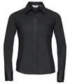 Russell J924F Women's long sleeve polycotton easycare fitted poplin shirt — Black