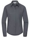 Russell J924F Women's long sleeve polycotton easycare fitted poplin shirt — Convoy Grey