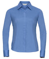 Russell J924F Women's long sleeve polycotton easycare fitted poplin shirt — Corporate Blue