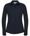 Russell J924F Women's long sleeve polycotton easycare fitted poplin shirt — French Navy
