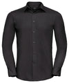 Russell J924M Long sleeve polycotton easycare fitted poplin shirt — Black
