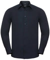 Russell J924M Long sleeve polycotton easycare fitted poplin shirt — French Navy