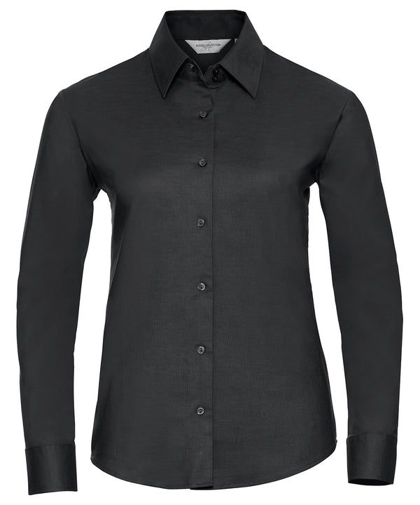 Russell J932F Women's long sleeve easycare Oxford shirt — Black