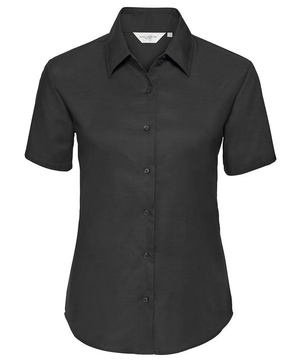 Russell J933F Women's short sleeve Oxford shirt — Black