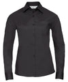 Russell J934F Women's long sleeve polycotton easycare poplin shirt — Black