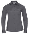 Russell J934F Women's long sleeve polycotton easycare poplin shirt — Convoy Grey