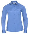 Russell J934F Women's long sleeve polycotton easycare poplin shirt — Corporate Blue