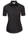 Russell J935F Women's short sleeve polycotton easycare poplin shirt — Black