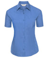 Russell J935F Women's short sleeve polycotton easycare poplin shirt — Corporate Blue