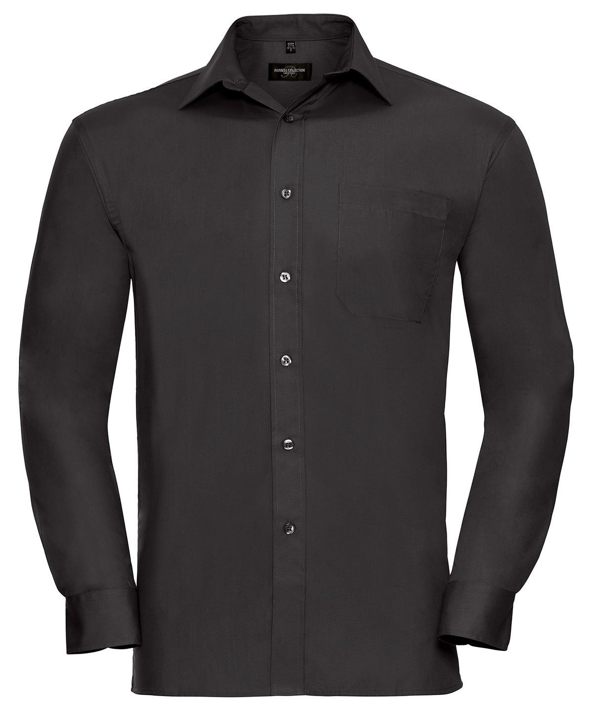 Russell J936M Long sleeve pure cotton easycare poplin shirt — Black