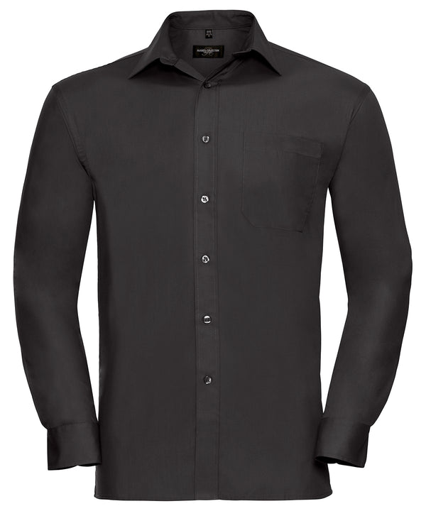 Russell J936M Long sleeve pure cotton easycare poplin shirt — Black