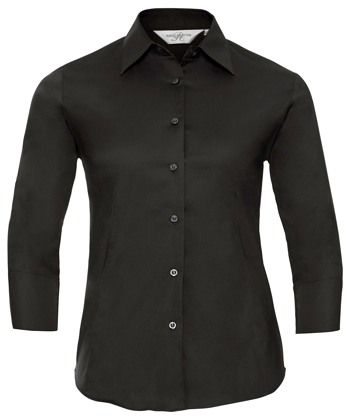 Russell J946F Women's ¾ sleeve easycare fitted shirt — Black