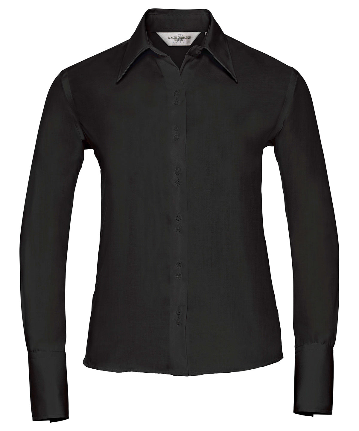 Russell J956F Women's long sleeve ultimate non-iron shirt — Black