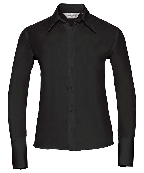 Russell J956F Women's long sleeve ultimate non-iron shirt — Black