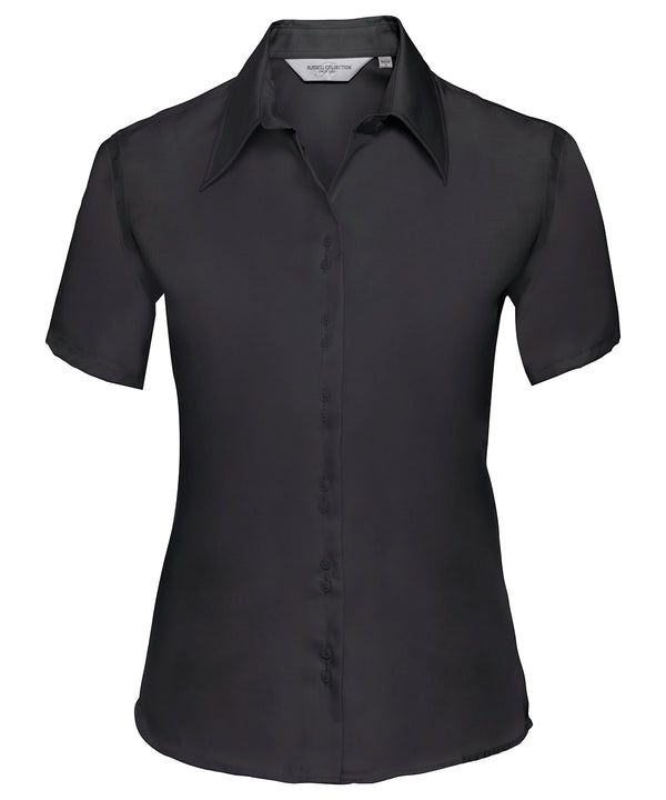 Russell J957F Women's short sleeve ultimate non-iron shirt — Black
