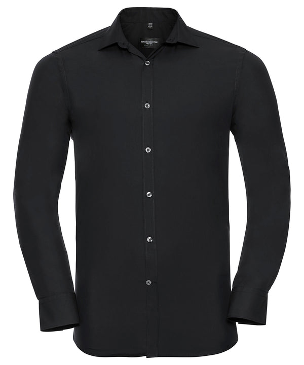 Russell J960M Long sleeve ultimate stretch shirt — Black