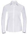 Russell J962F Women's long sleeve herringbone shirt — White