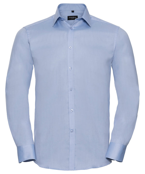 Russell J962M Long sleeve herringbone shirt — Light Blue
