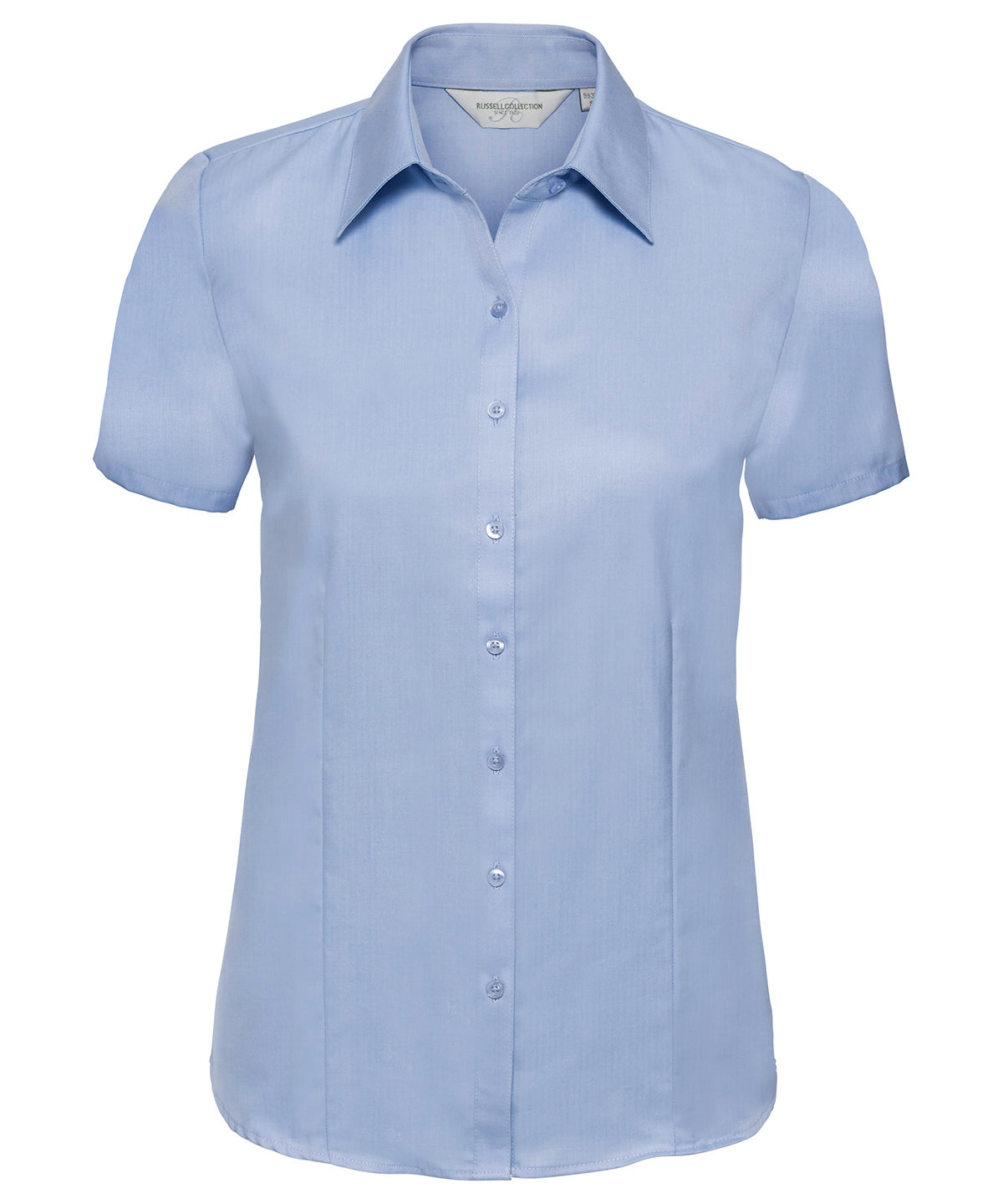 Russell J963F Women's short sleeve herringbone shirt — Light Blue