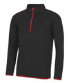 AWDis JC031 Cool ½ zip sweatshirt - Jet Black/Fire Red