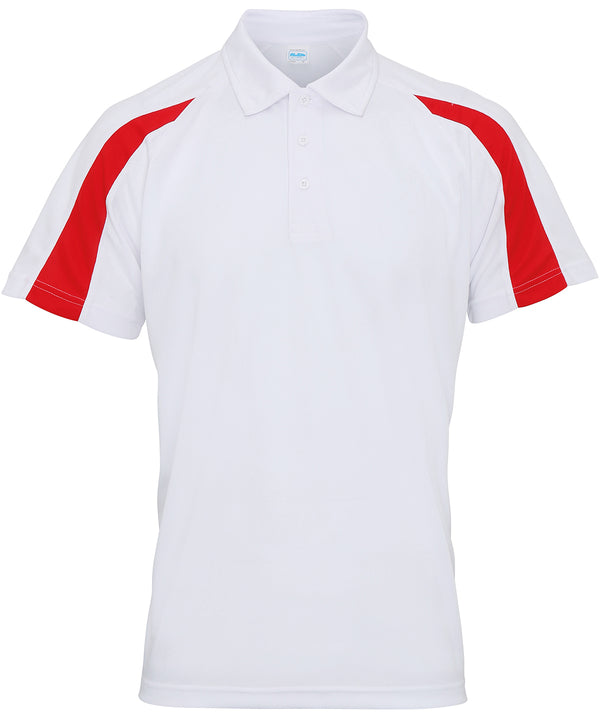 AWDis JC043 Contrast cool polo - Arctic White/Fire Red