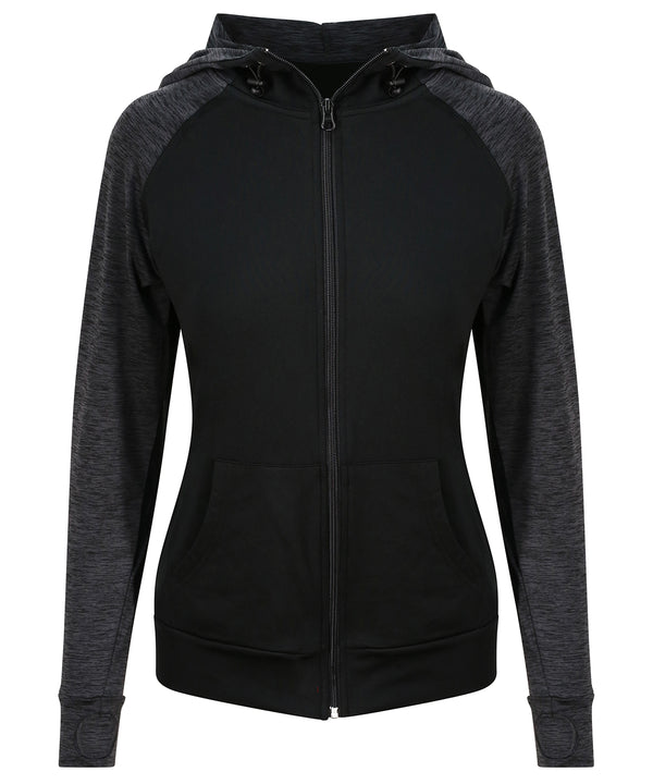 AWDis JC058 Women's cool contrast zoodie - Black/Black Slate Melange