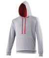AWDis JH003 Varsity hoodie - Heather Grey/Fire Red*