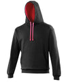 AWDis JH003 Varsity hoodie - Jet Black/Hot Pink*