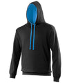 AWDis JH003 Varsity hoodie - Jet Black/Sapphire Blue*
