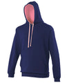 AWDis JH003 Varsity hoodie - Oxford Navy/Candyfloss Pink