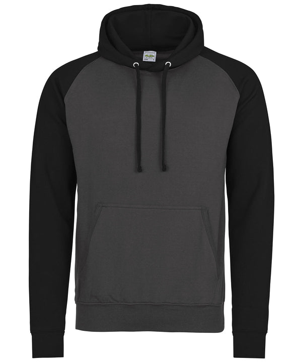AWDis JH009 Baseball hoodie - Charcoal/Jet Black