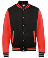AWDis JH043 Varsity jacket - Jet Black/Fire Red*