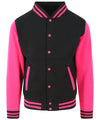 AWDis JH043 Varsity jacket - Jet Black/Hot Pink